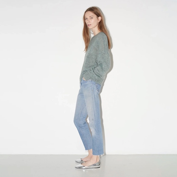 Isabel Marant Étoile Clifton fuzzy mohair loose boxy sweater celadon lagarconne - Picture 3 of 8
